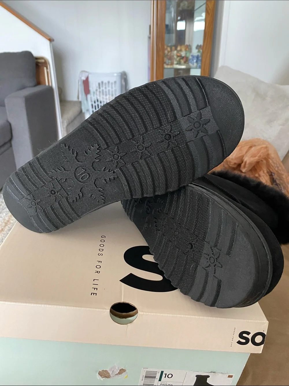 SO Black Faux Fur Cuff Mid-Calf Winter Boots for Women